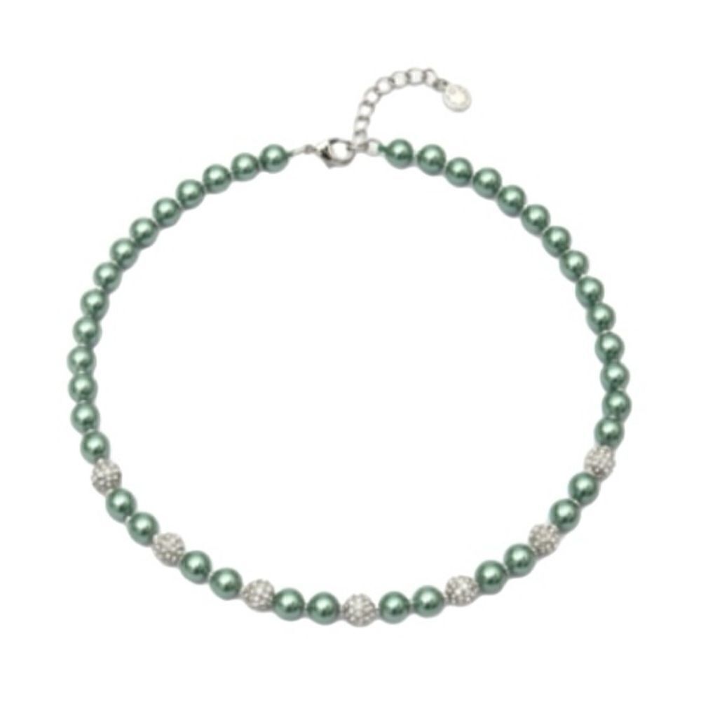 NWT Charter Club silver Tone Pave Fireball & Imitation Pearl Collar Necklace